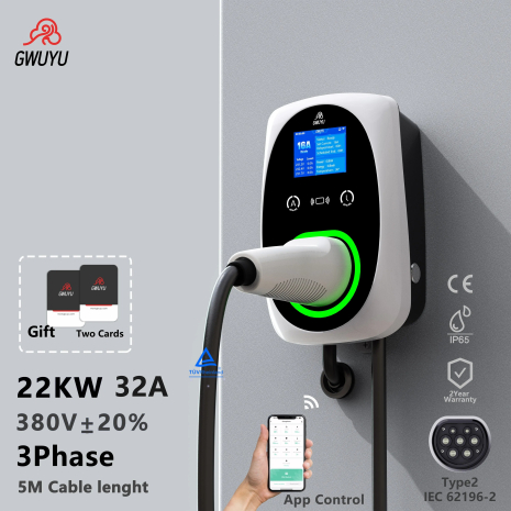 Зарядна станція 3 фази 22кВт Type 2 Gwuyu з Wi-Fi додатком - Фото №12